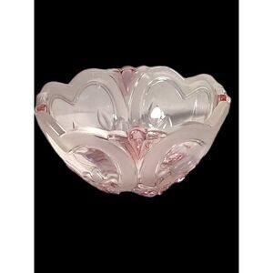 Walther Glass Carmen Pink Rose West German Bowl Candy Candle Decor